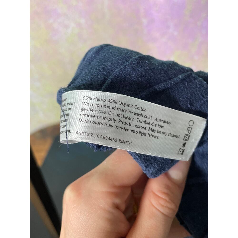 Eileen Fisher Lantern Pants Womens Medium Blue Pull On Organic Cotton Hemp - Picture 7 of 7